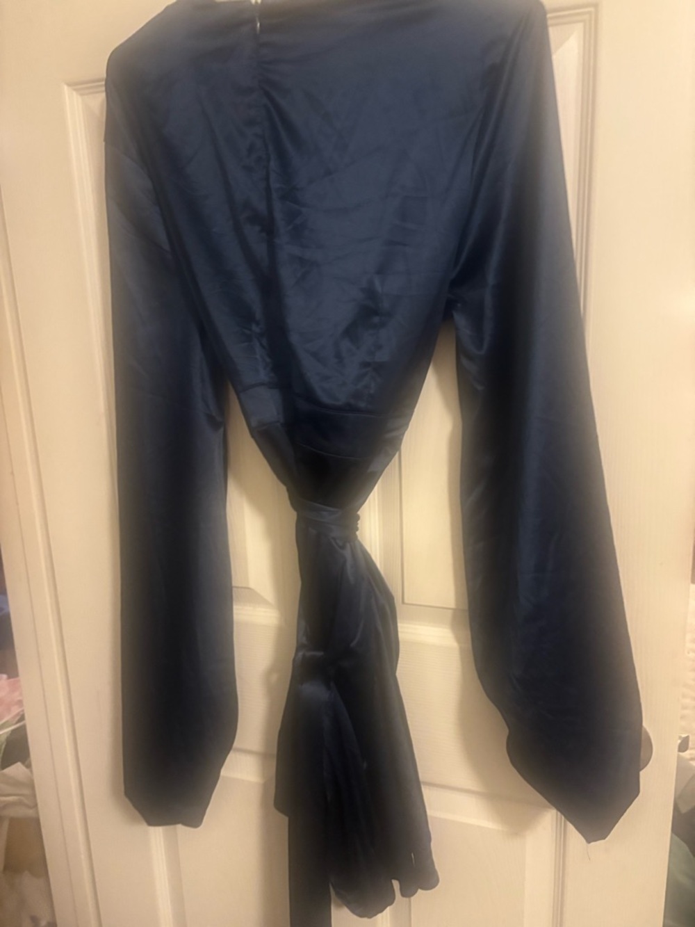 Fashion Nova Navy Blue Satin Mini Dress